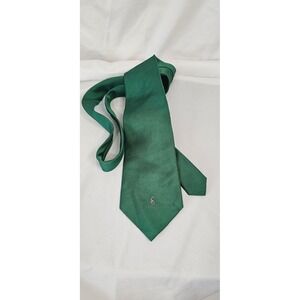 Vintage Polo Ralph Lauren Green Silk Tie Classic Solid Heritage Made by Hand
